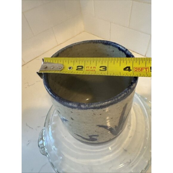 Studio Art Pottery Vase Planter Blue Ban Brown speckles Signed - Picture 3 of 15